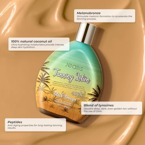 Jeallis Extreme Dark Tanning Lotion Accelerator for Indoor & Outdoor Use with Bronzer - DHA Free - 13.5 oz Avelisse