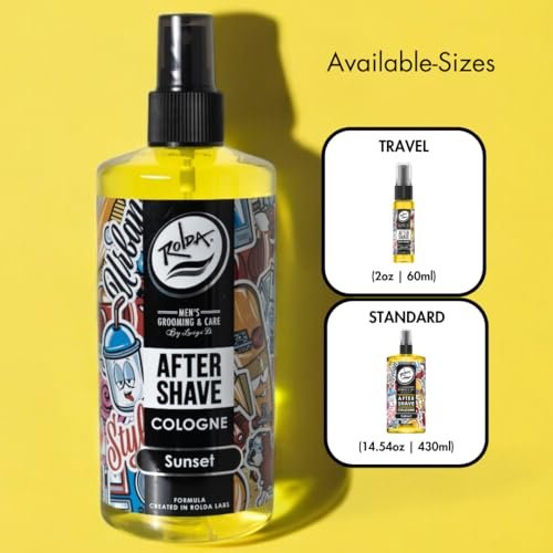 Rolda Sunset After Shave Tonic Cologne for Men - Post Shave Tonic Spray, Calms Irritation, Helps Heal & Clean Shaved Areas, Masculine Citrusy Fragrance (14.54 oz | 430 ml) Avelisse