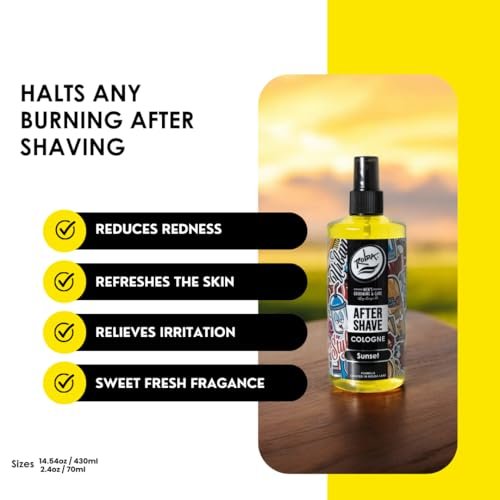 Rolda Sunset After Shave Tonic Cologne for Men - Post Shave Tonic Spray, Calms Irritation, Helps Heal & Clean Shaved Areas, Masculine Citrusy Fragrance (14.54 oz | 430 ml) Avelisse