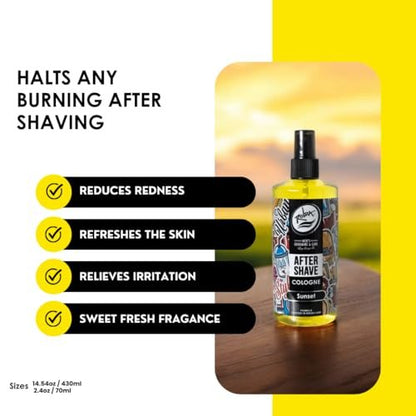Rolda Sunset After Shave Tonic Cologne for Men - Post Shave Tonic Spray, Calms Irritation, Helps Heal & Clean Shaved Areas, Masculine Citrusy Fragrance (14.54 oz | 430 ml) Avelisse