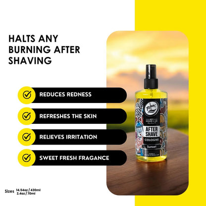 Rolda Sunset After Shave Tonic Cologne for Men - Post Shave Tonic Spray, Calms Irritation, Helps Heal & Clean Shaved Areas, Masculine Citrusy Fragrance (14.54 oz | 430 ml) Avelisse