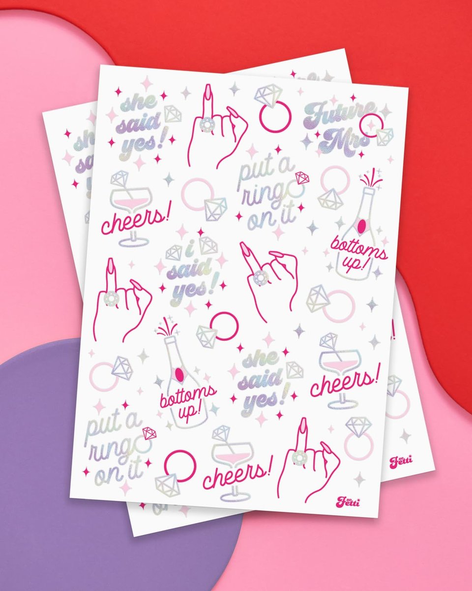 xo, Fetti Bride's Ring Finger Tattoos – Foil Styles for Bachelorette Parties, Bridesmaid Favors, and Bridal Shower Supplies - görsel 4