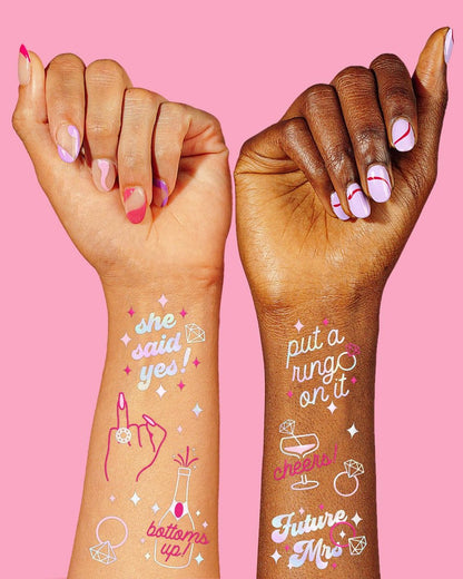 xo, Fetti Bride's Ring Finger Tattoos – Foil Styles for Bachelorette Parties, Bridesmaid Favors, and Bridal Shower Supplies