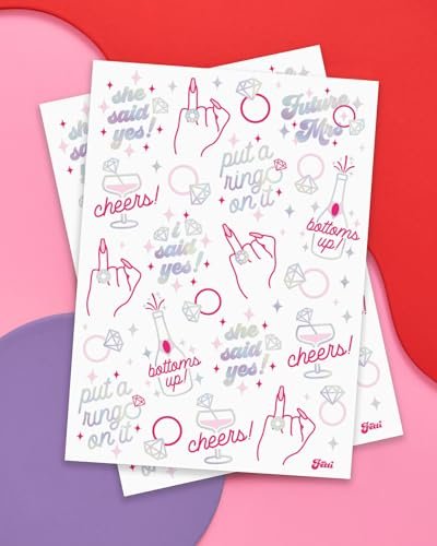 xo, Fetti Bride's Ring Finger Tattoos – Foil Styles for Bachelorette Parties, Bridesmaid Favors, and Bridal Shower Supplies