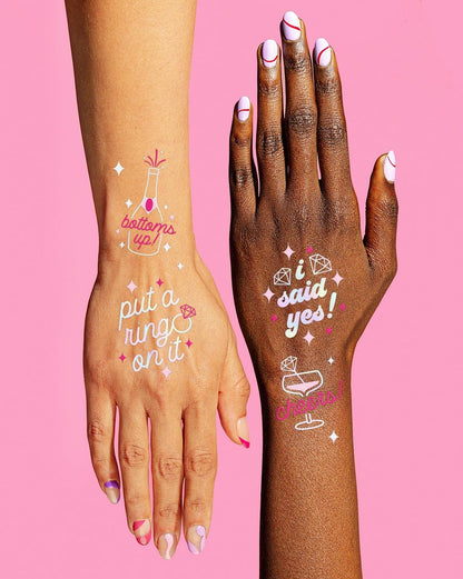 xo, Fetti Bride's Ring Finger Tattoos – Foil Styles for Bachelorette Parties, Bridesmaid Favors, and Bridal Shower Supplies
