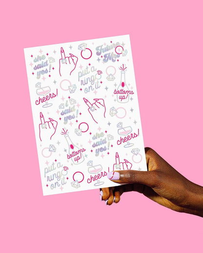 xo, Fetti Bride's Ring Finger Tattoos – Foil Styles for Bachelorette Parties, Bridesmaid Favors, and Bridal Shower Supplies