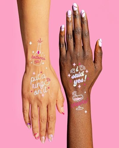 xo, Fetti Bride's Ring Finger Tattoos – Foil Styles for Bachelorette Parties, Bridesmaid Favors, and Bridal Shower Supplies - görsel 7