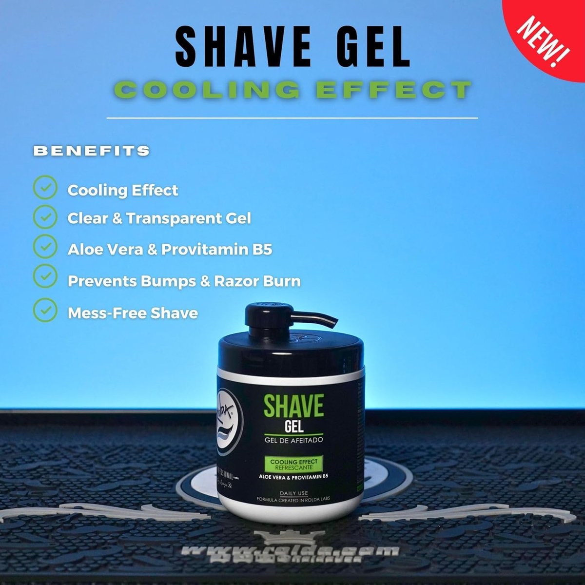 Rolda Refreshing Shave Gel for Sensitive Skin - Clear Non-Foaming Shaving Gel for Men with Aloe Vera & Pro-Vitamin B5 (17.63oz | 500g) Avelisse