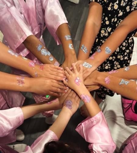 xo, Fetti Pink Sleepover Party Temporary Tattoos for Girls - 52 Cute Designs | Birthday Party Supplies, Movie Night Goodie Bag Favors, Easter Basket Stuffers - görsel 7