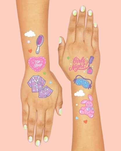 xo, Fetti Pink Sleepover Party Temporary Tattoos for Girls - 52 Cute Designs | Birthday Party Supplies, Movie Night Goodie Bag Favors, Easter Basket Stuffers