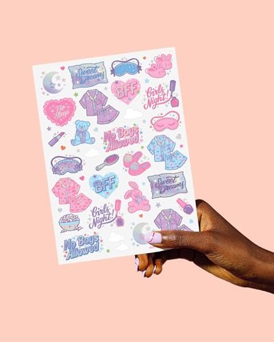 xo, Fetti Pink Sleepover Party Temporary Tattoos for Girls - 52 Cute Designs | Birthday Party Supplies, Movie Night Goodie Bag Favors, Easter Basket Stuffers - görsel 9
