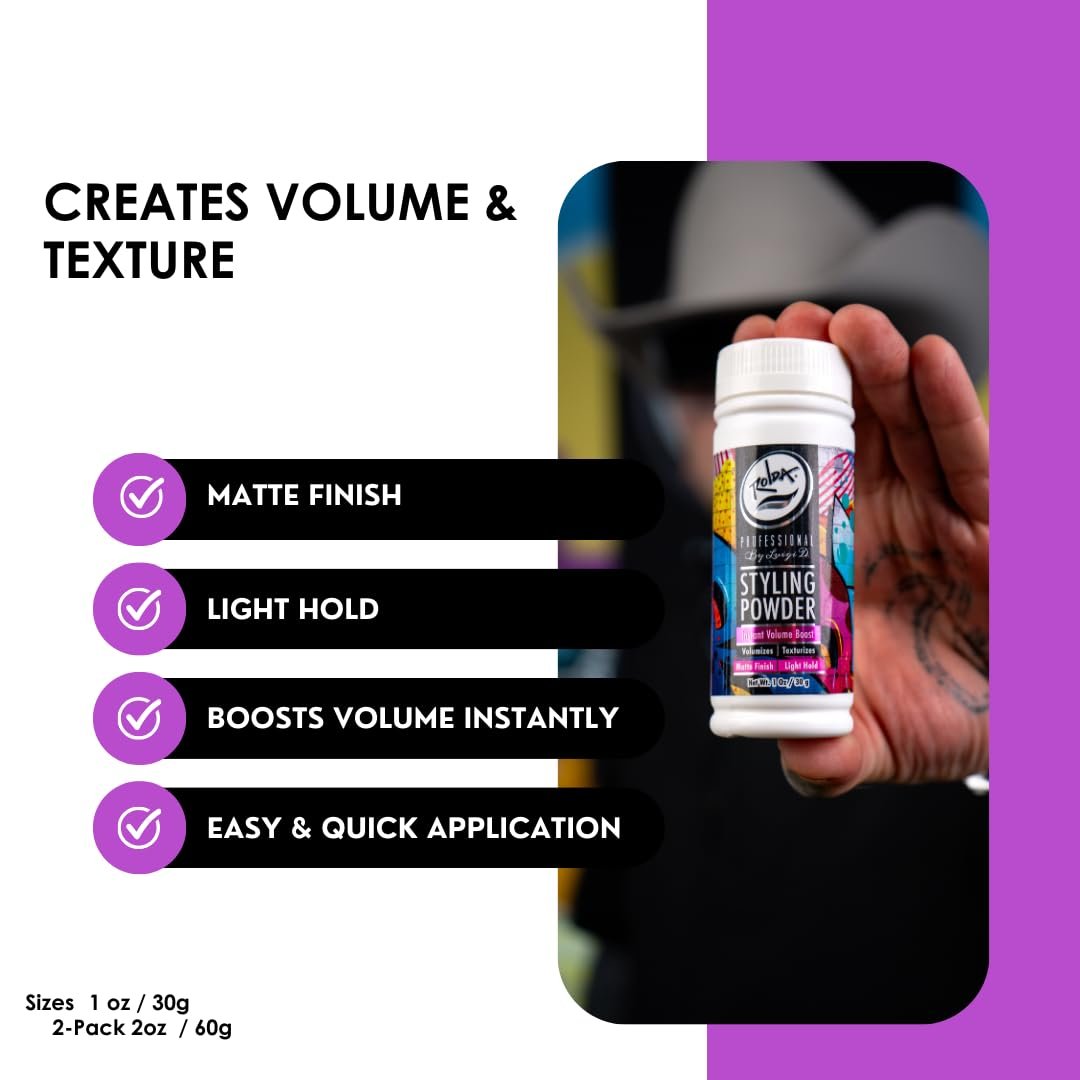 Rolda Hair Texturizing Styling Powder for Men - Instant Volume Boost, Light Hold, Matte Finish, Easy Application, Subtle & Pleasant Scent (2 Count) Avelisse