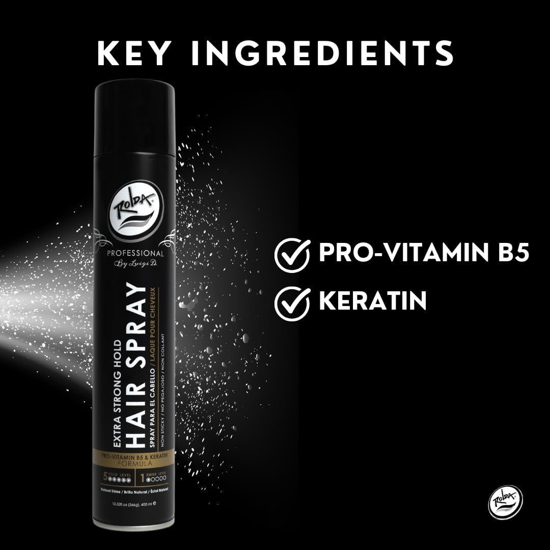 Rolda Extra Strong Hold Hair Spray - Matte Finish, Pro-Vitamin B5, Humidity Resistant, 13.52 oz Avelisse