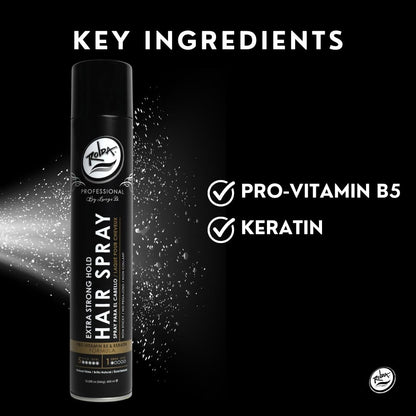 Rolda Extra Strong Hold Hair Spray - Matte Finish, Pro-Vitamin B5, Humidity Resistant, 13.52 oz Avelisse