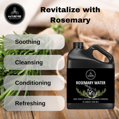 Naturevibe Botanicals Rosemary Water 32 oz – 100% Pure & Natural for Hair and Skin Care Avelisse