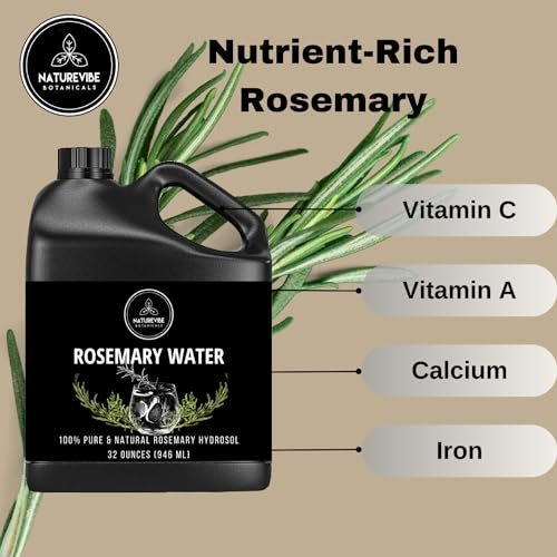 Naturevibe Botanicals Rosemary Water 32 oz – 100% Pure & Natural for Hair and Skin Care Avelisse