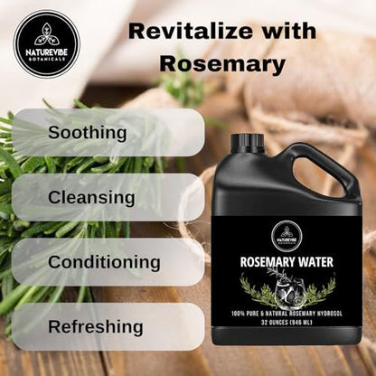 Naturevibe Botanicals Rosemary Water 32 oz – 100% Pure & Natural for Hair and Skin Care Avelisse