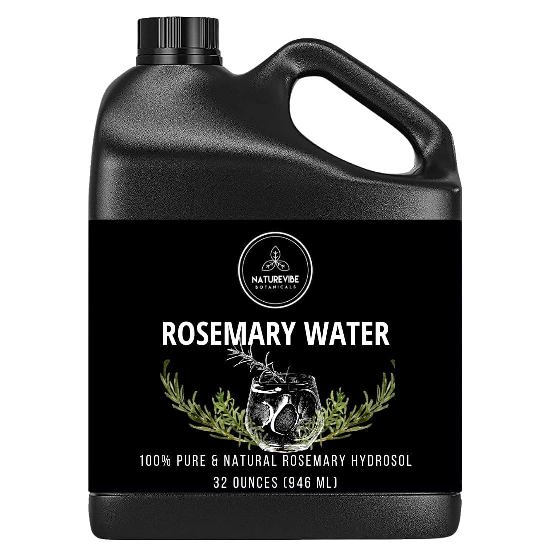 Naturevibe Botanicals Rosemary Water 32 oz – 100% Pure & Natural for Hair and Skin Care Avelisse