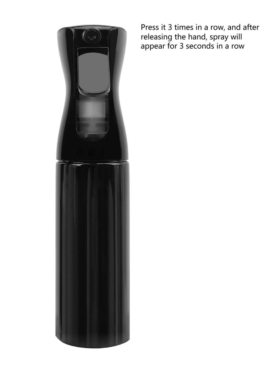Ultra Fine Mist Spray Bottle (10.1oz/300ml) - Empty Plastic Sprayer for Hair Styling, Cleaning, Salons, Plants, and Essential Oils - Black, Press 3 Times to Activate - görsel 12