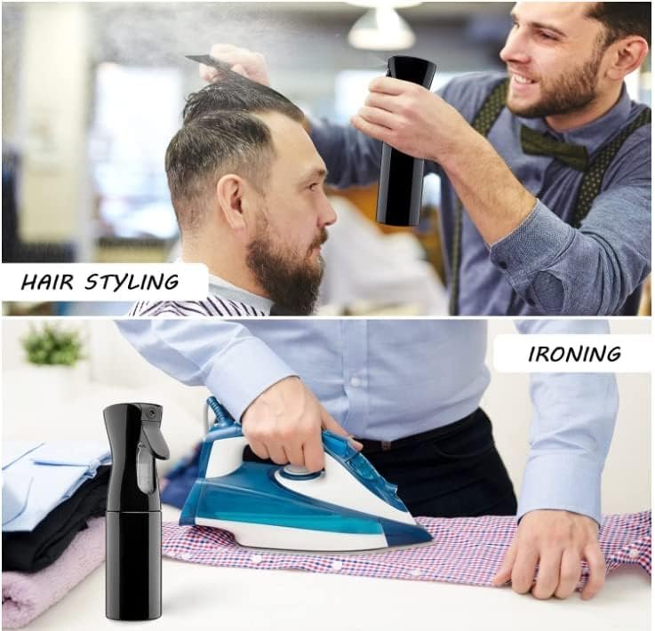 Ultra Fine Mist Spray Bottle (10.1oz/300ml) - Empty Plastic Sprayer for Hair Styling, Cleaning, Salons, Plants, and Essential Oils - Black, Press 3 Times to Activate - görsel 5