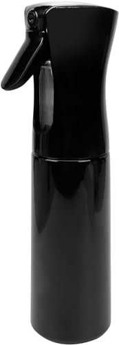 Ultra Fine Mist Spray Bottle (10.1oz/300ml) - Empty Plastic Sprayer for Hair Styling, Cleaning, Salons, Plants, and Essential Oils - Black, Press 3 Times to Activate