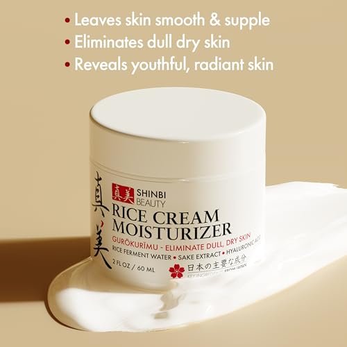 Shinbi Beauty Japanese Rice Cream Moisturizer with Rice Ferment & Sake Extract – Natural J-Beauty Face Moisturizer for Glowing Skin, 2 oz Avelisse