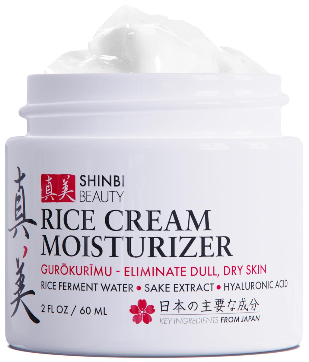 Shinbi Beauty Japanese Rice Cream Moisturizer with Rice Ferment & Sake Extract – Natural J-Beauty Face Moisturizer for Glowing Skin, 2 oz Avelisse