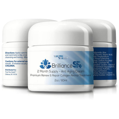 Brilliance SF Plus 2 Month Supply Anti Wrinkle Cream - Premium Pro Anti Aging Cream for Day & Night - Promote Soft, Youthful Skin
