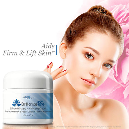 Brilliance SF Plus 2 Month Supply Anti Wrinkle Cream - Premium Pro Anti Aging Cream for Day & Night - Promote Soft, Youthful Skin