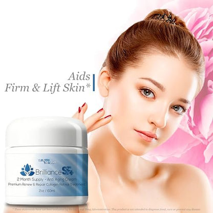 Brilliance SF Plus 2 Month Supply Anti Wrinkle Cream - Premium Pro Anti Aging Cream for Day & Night - Promote Soft, Youthful Skin