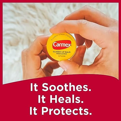 Carmex Medicated Lip Balm Jar - 0.25 oz (4 Packs of 3) - Intensive Moisture for Dry, Chapped Lips Avelisse