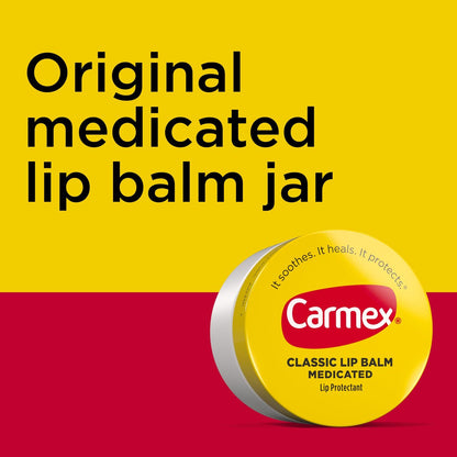 Carmex Medicated Lip Balm Jar - 0.25 oz (4 Packs of 3) - Intensive Moisture for Dry, Chapped Lips Avelisse