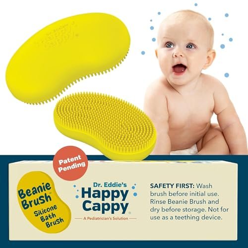 Happy Cappy Beanie Brush - Gentle Cradle Cap Brush for Babies, Exfoliating Baby Scalp Scrubber with Food Grade Silicone, BPA Free, Helps Dandruff & Flakes - görsel 12