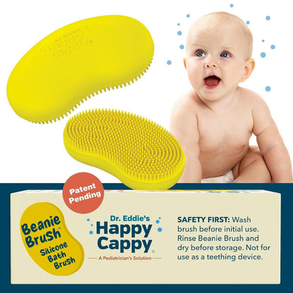Happy Cappy Beanie Brush - Gentle Cradle Cap Brush for Babies, Exfoliating Baby Scalp Scrubber with Food Grade Silicone, BPA Free, Helps Dandruff & Flakes
