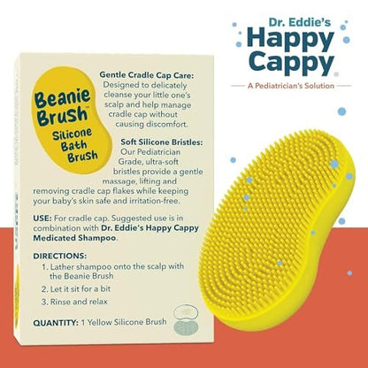 Happy Cappy Beanie Brush - Gentle Cradle Cap Brush for Babies, Exfoliating Baby Scalp Scrubber with Food Grade Silicone, BPA Free, Helps Dandruff & Flakes