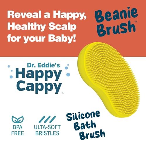 Happy Cappy Beanie Brush - Gentle Cradle Cap Brush for Babies, Exfoliating Baby Scalp Scrubber with Food Grade Silicone, BPA Free, Helps Dandruff & Flakes - görsel 6