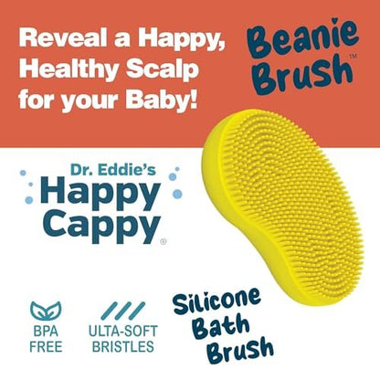Happy Cappy Beanie Brush - Gentle Cradle Cap Brush for Babies, Exfoliating Baby Scalp Scrubber with Food Grade Silicone, BPA Free, Helps Dandruff & Flakes