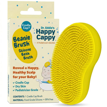 Happy Cappy Beanie Brush - Gentle Cradle Cap Brush for Babies, Exfoliating Baby Scalp Scrubber with Food Grade Silicone, BPA Free, Helps Dandruff & Flakes