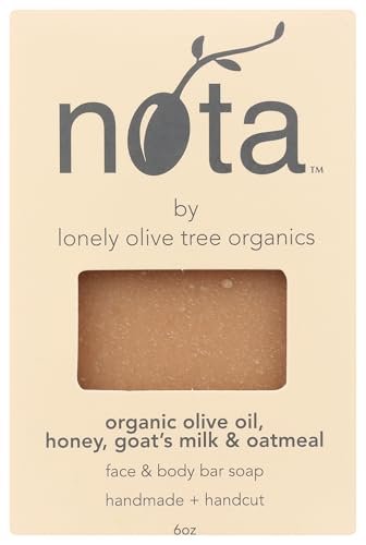 Nota Face & Body Bar Soap - Organic Olive Oil, Honey, Goat's Milk & Oatmeal - 6 oz