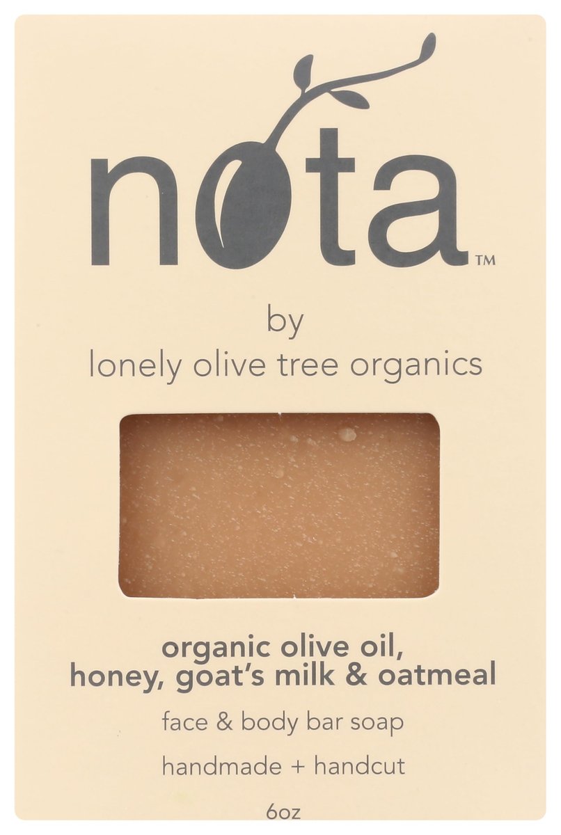 Nota Face & Body Bar Soap - Organic Olive Oil, Honey, Goat's Milk & Oatmeal - 6 oz - görsel 1