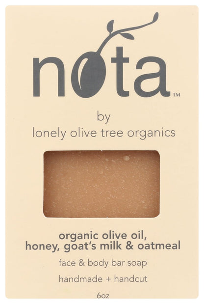 Nota Face & Body Bar Soap - Organic Olive Oil, Honey, Goat's Milk & Oatmeal - 6 oz