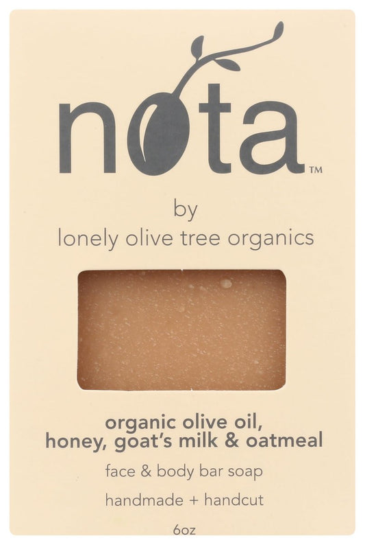 Nota Face & Body Bar Soap - Organic Olive Oil, Honey, Goat's Milk & Oatmeal - 6 oz