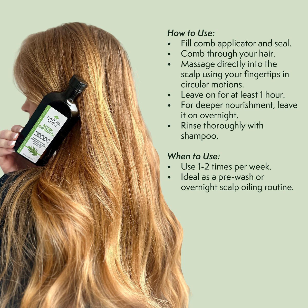 Nature Spell Rosemary Oil for Hair Growth with Root Comb Applicator – Pre-Diluted Hair & Scalp Oil for Dry, Damaged Hair – 5.07 Fl Oz Avelisse
