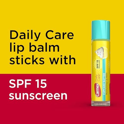 Carmex Daily Care Moisturizing Lip Balm with SPF 15, Cupcake Batter Lip Balm Sticks, 0.15 OZ Each - 12 Count Avelisse