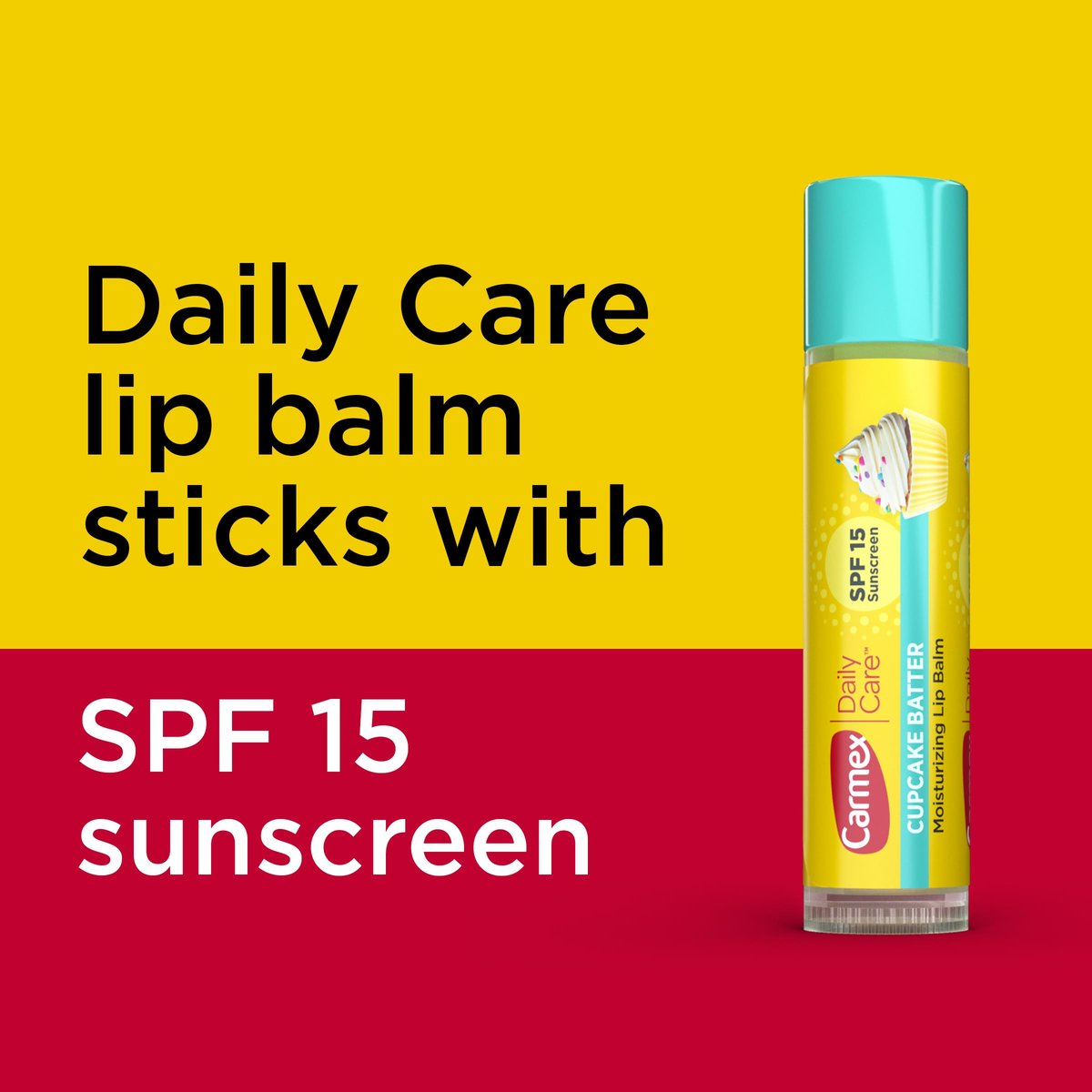Carmex Daily Care Moisturizing Lip Balm with SPF 15, Cupcake Batter Lip Balm Sticks, 0.15 OZ Each - 12 Count Avelisse
