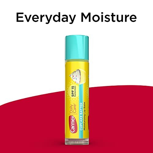 Carmex Daily Care Moisturizing Lip Balm with SPF 15, Cupcake Batter Lip Balm Sticks, 0.15 OZ Each - 12 Count Avelisse