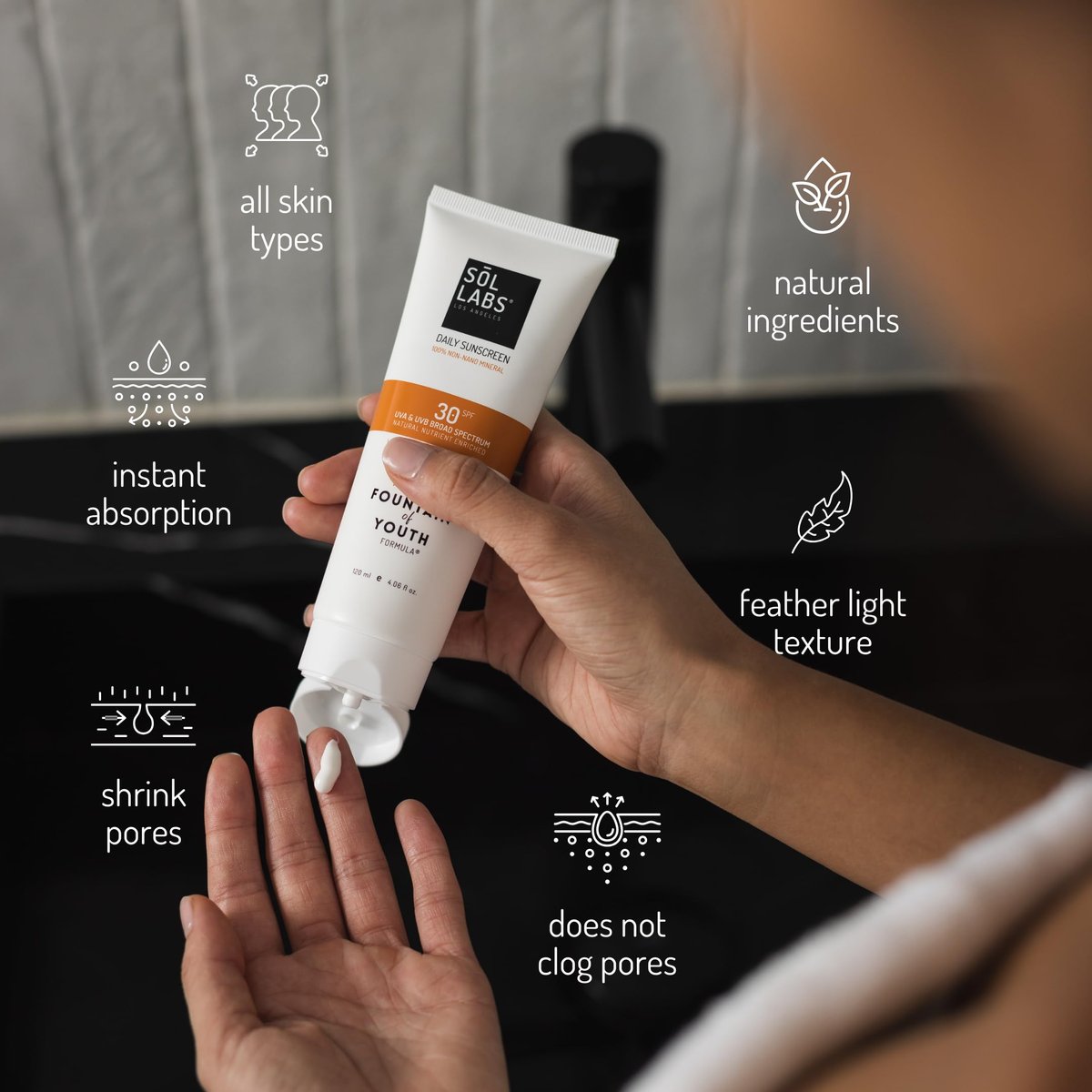 SOL LABS Mineral Sunscreen SPF 30 Face & Body – Lightweight, Hydrating Daily Moisturizer with Niacinamide & Zinc Oxide – Reef Safe, No White Cast – Korean Skin Care – 4 oz Avelisse