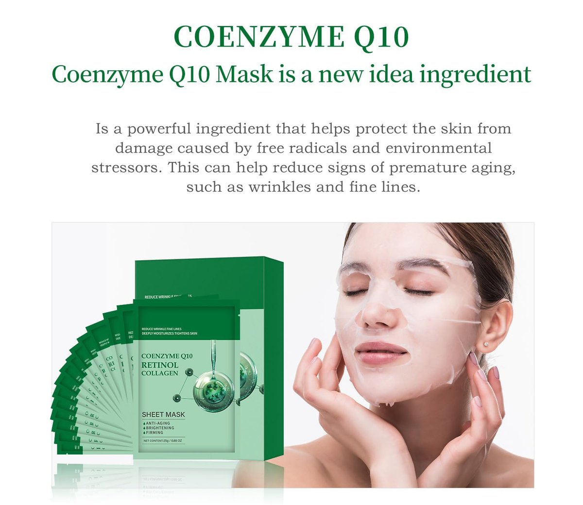 IREV Pack of 10 Collagen Face Mask with Coenzyme Q10 & Retinol – Anti Aging, Hydrating, Deep Repairing Sheet Masks for Moisturizing and Wrinkle Care (10 Count) - görsel 5