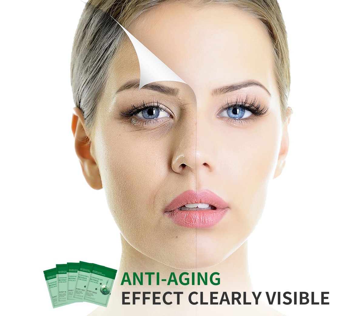 IREV Pack of 10 Collagen Face Mask with Coenzyme Q10 & Retinol – Anti Aging, Hydrating, Deep Repairing Sheet Masks for Moisturizing and Wrinkle Care (10 Count) - görsel 7
