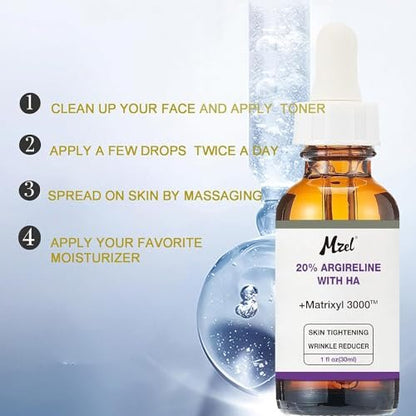 PAPABA 20% Argireline Serum with Matrixyl 3000 & Pure Hyaluronic Acid – Anti-Aging Face Serum with Vitamin C, Deep Wrinkle Reducer, Collagen Peptides for Youthful Skin (1 Fl Oz) Avelisse